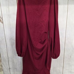 Chic Long Sleeve Burgundy Dress